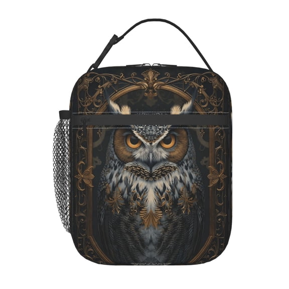 Gothic Owl Bird Lunch Bag Portable Thermal Lunch Box for Men and Women