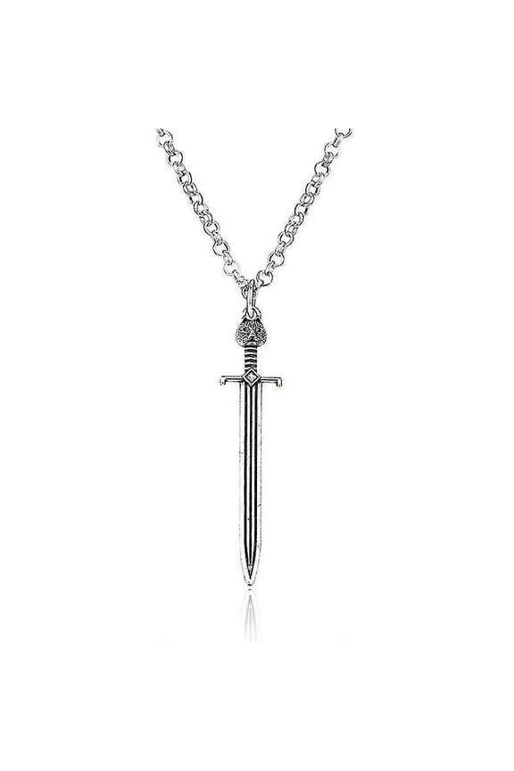 Gothic Owl On Sword Pendant Necklace Antique Silvery Sword Medieval Renaissance Weapon Necklace Fashion Jewelry