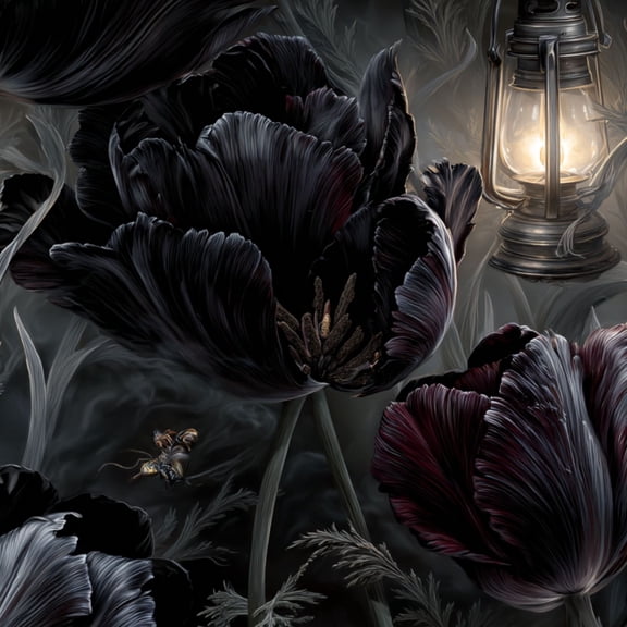 Gothic Peel and Stick Wallpaper Dark Botanical Velvet Roses Tulips Wall Mural 17.7in x 9.8ft Self Adhesive Removable Wall Paper Renter Friendly Wallpaper for Bedroom Cabinets