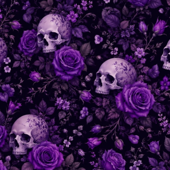 Gothic Peel and Stick Wallpaper Dark Gothic Roses Skulls Purple Floral Wall Mural 17.7in x 9.8ft Self Adhesive Removable Wall Paper Renter Friendly Wallpaper for Bedroom