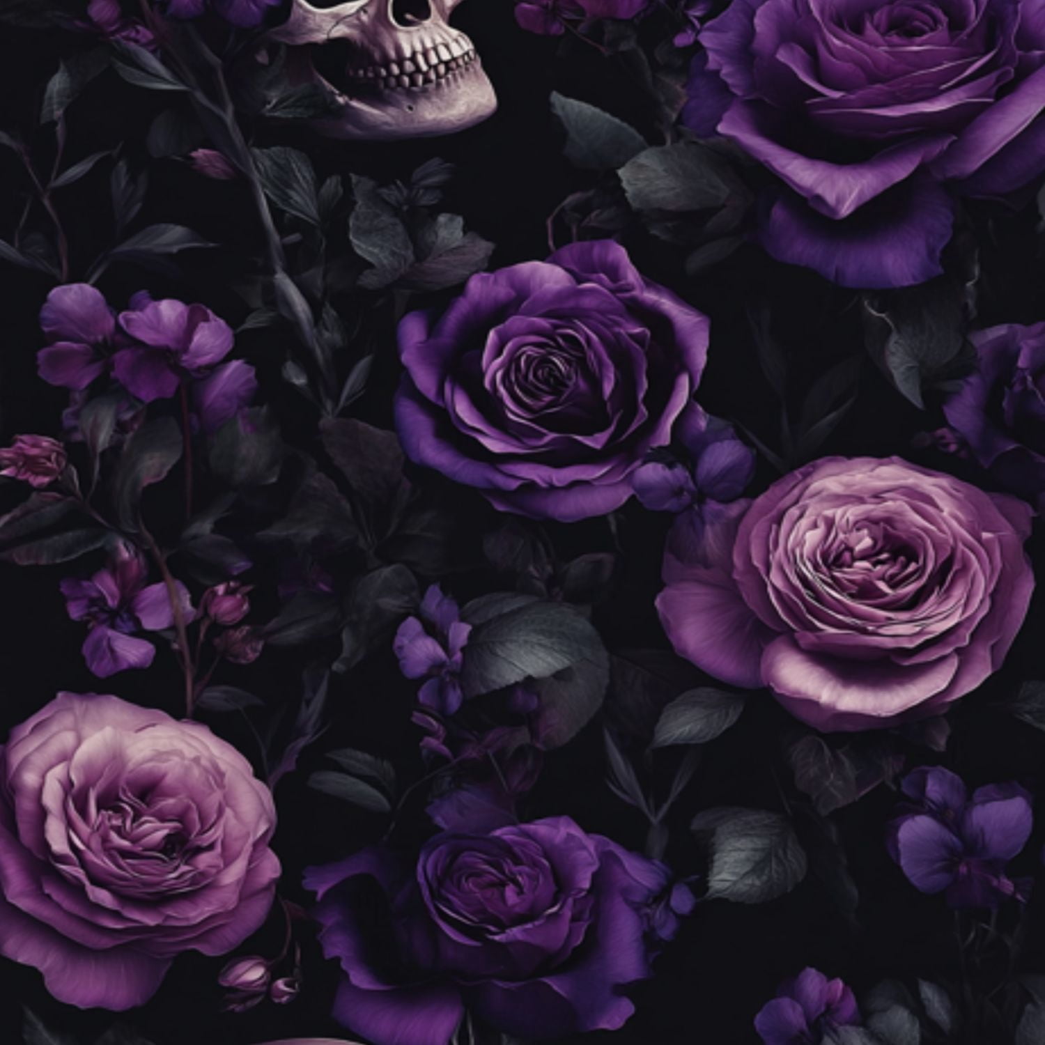 Gothic Peel and Stick Wallpaper Dark Gothic Roses Skulls Purple Floral ...