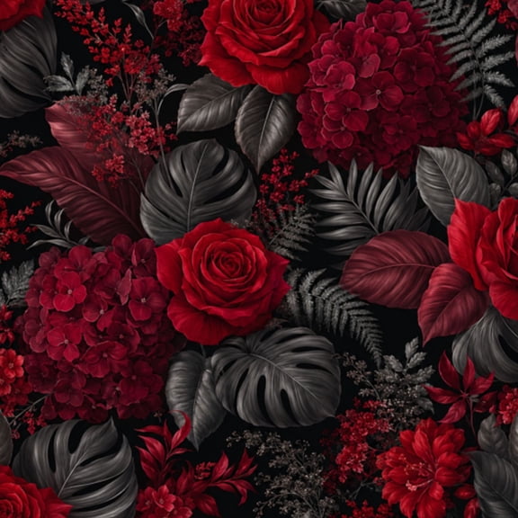 Gothic Peel and Stick Wallpaper Deep Burgundy Roses Dark Floral Black Wall Mural 17.7in x 9.8ft Self Adhesive Removable Wall Paper Renter Friendly Wallpaper for Bedroom
