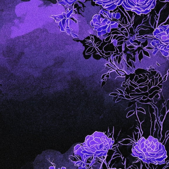 Gothic Peel and Stick Wallpaper Elegant Black Roses Vines Mystical Purple Midnight Glow Wall Mural 17.7in x 9.8ft Self Adhesive Removable Wall Paper Renter Friendly Wallpaper for Bedroom Cabinets