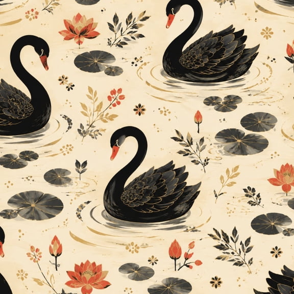 Gothic Peel and Stick Wallpaper Elegant Black Swan Red Beak Water Realistic Wall Mural 23.6in x 9.8ft Self Adhesive Removable Wall Paper Renter Friendly Wallpaper for Bedroom