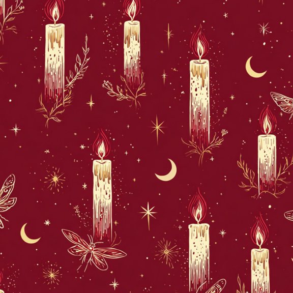 Gothic Peel and Stick Wallpaper Ethereal Dark Red Candle Moths Crescent Moons Wall Mural 17.7in x 9.8ft Self Adhesive Removable Wall Paper Renter Friendly Wallpaper for Kids Bedroom