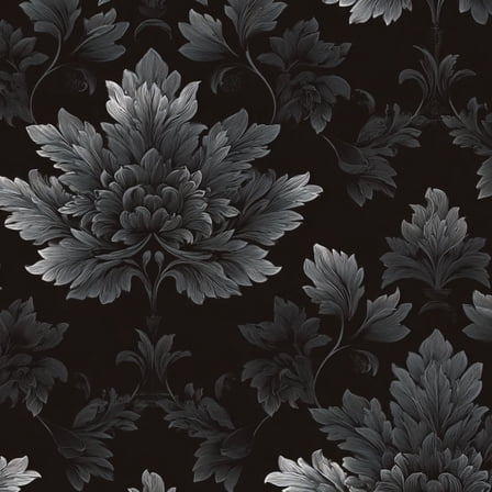 Gothic Peel and Stick Wallpaper Floral Damask Elegant Gray Botanical Motifs Dark Wall Mural 23.6in x 9.8ft Self Adhesive Removable Wall Paper Renter Friendly Wallpaper for Nursery Bedroom Cabinets