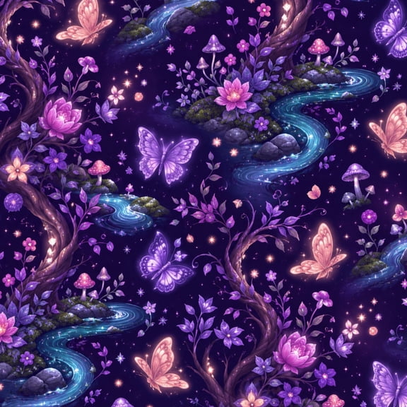 Gothic Peel and Stick Wallpaper Forest Vibrant Pink Trees Glowing Light Magical Butterflies Wall Mural 23.6in x 9.8ft Self Adhesive Removable Wall Paper Renter Friendly Wallpaper for Bedroom