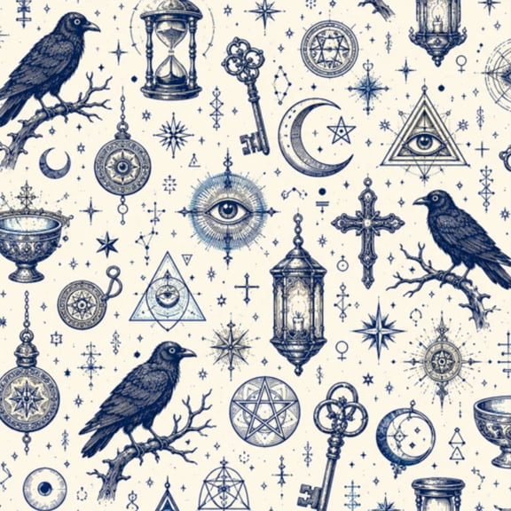 Gothic Peel and Stick Wallpaper Intricate Occult Mystical Symbolism Skulls Eyes Hourglasses Crow Wall Mural 23.6in x 9.8ft Self Adhesive Removable Wall Paper Renter Friendly Wallpaper for Bedroom