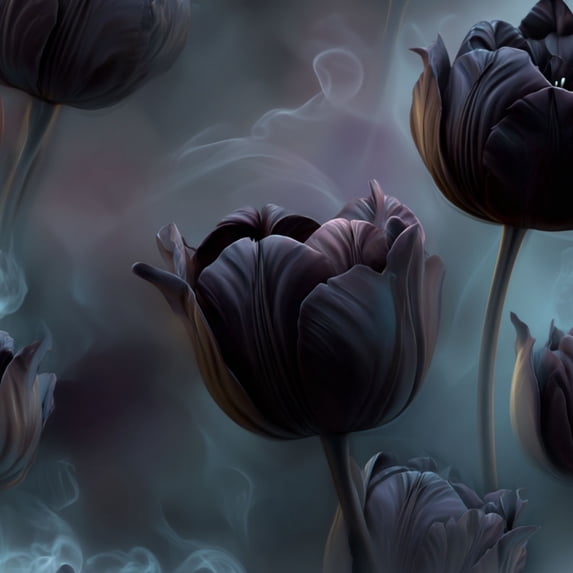 Gothic Peel and Stick Wallpaper Mysterious Dark Floral Art Glowing Petals Mist Wall Mural 23.6in x 9.8ft Self Adhesive Removable Wall Paper Renter Friendly Wallpaper for Bedroom Cabinets