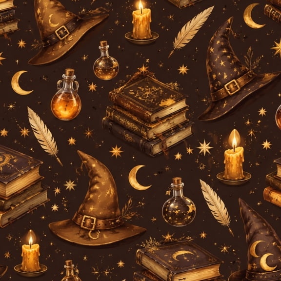 Gothic Peel and Stick Wallpaper Mystical Witch Hat Stacked Books Glowing Candle Dark Atmosphere Wall Mural 17.7in x 9.8ft Self Adhesive Removable Wall Paper Renter Friendly Wallpaper for Bedroom