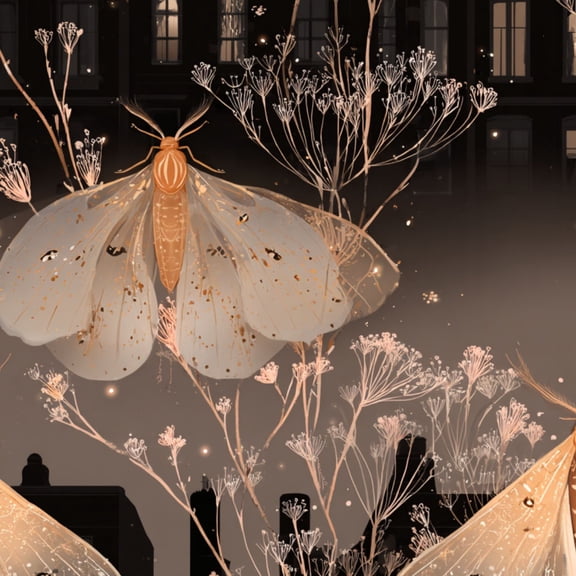 Gothic Peel and Stick Wallpaper Romantic Gothic Luminous Moth Spellbound Flowers Wall Mural 23.6in x 9.8ft Self Adhesive Removable Wall Paper Renter Friendly Wallpaper for Bedroom