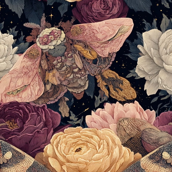 Gothic Peel and Stick Wallpaper Softly Illuminated Moth Design Muted Floral Gothic Elements Wall Mural 23.6in x 9.8ft Self Adhesive Removable Wall Paper Renter Friendly Wallpaper for Dorm Bedroom