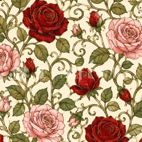 Gothic Peel and Stick Wallpaper Stained Glass Rose Bouquet Deep Red Pink White Roses Wall Mural 23.6in x 9.8ft Self Adhesive Removable Wall Paper Renter Friendly Wallpaper for Bedroom