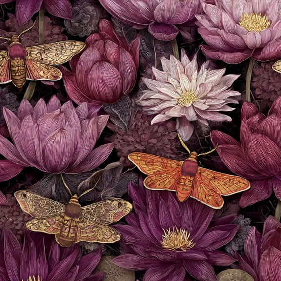 Gothic Peel and Stick Wallpaper Surreal Moths Floral Art Geometric Wing Patterns Dark Wall Mural 17.7in x 9.8ft Self Adhesive Removable Wall Paper Renter Friendly Wallpaper for Dorm Bedroom Cabinets