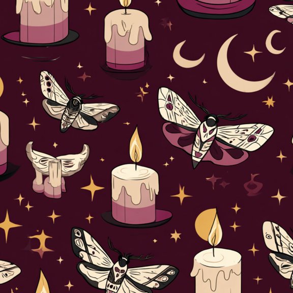 Gothic Peel and Stick Wallpaper Vintage Candle Moth Soft Flames Stars Wall Mural 23.6in x 9.8ft Self Adhesive Removable Wall Paper Renter Friendly Wallpaper for Kids Bedroom