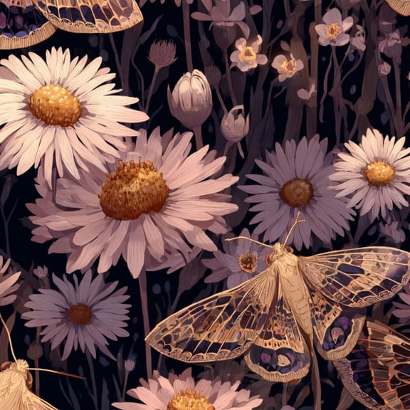 Gothic Peel and Stick Wallpaper Wildflower Stained Glass Moth Art Soft Lighting Wall Mural 23.6in x 9.8ft Self Adhesive Removable Wall Paper Renter Friendly Wallpaper for Nursery Bedroom Cabinets