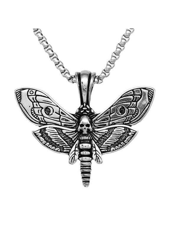Gothic Pendant Necklace for Men & Women, Stainless Steel Punk Biker Hip Hop Jewelry, Stylish Edgy Accessory for Halloween and Casual Daily Outfits