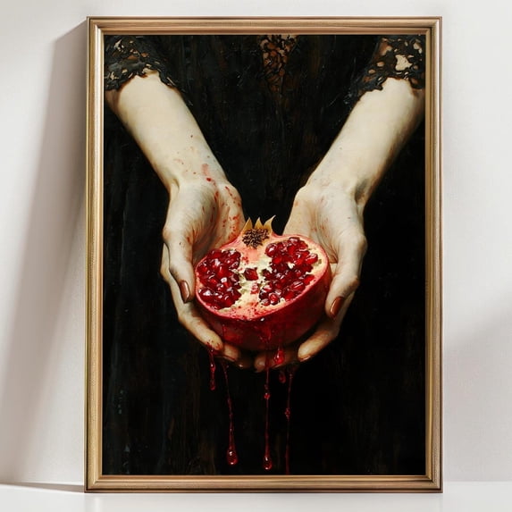 Gothic Persephone Pomegranate Wall Art Print, Dark Aesthetic, Academia ...