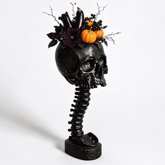 Gothic Planter Black Skeleton Vase For Goth Home Decor
