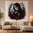 thumbnail image 1 of Gothic Portrait Woman with Roses and Candles, Moody Dark Fantasy for Halloween Lovers, Autumnal Gothic Art Decor, Halloween Gift, Tapestry Wall Hanging for Bedroom and Living Room, 1 of 7