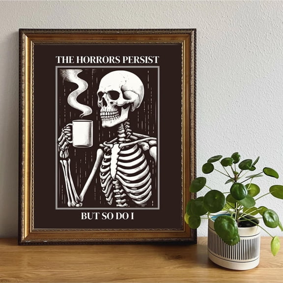 Gothic Print Coffee Cozy Home Decor Dark Wall Art Funny Skeleton Poster Gift Edgy Lovers Spooky Death Coffin Grunge Y2K Trending UNFRAMED PAPER POSTER, Home Decor, Vintage Gift, Living Room Dercor