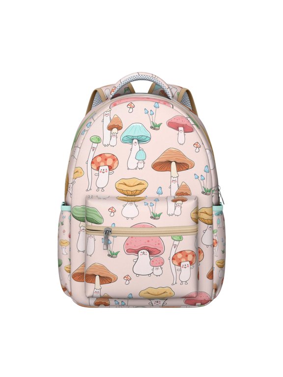 Gothic Psychedelic Mushroom Backpack Trippy Magical Forest Boho Mushroom and Fairy Tale Design Aesthetic Woodland School Bag