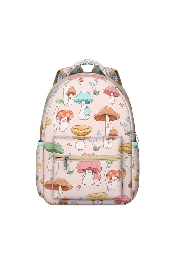 Gothic Psychedelic Mushroom Backpack Trippy Magical Forest Boho Mushroom and Fairy Tale Design Aesthetic Woodland School Bag