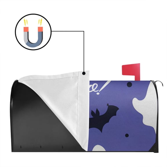Gothic Pumpkin Bat Mailbox Cover with Magnetic Weather-Resistant 18x21in Magnetic Mailbox Cover
