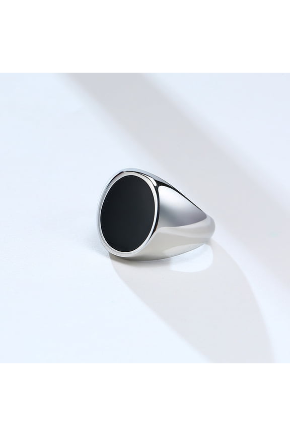 Gothic Punk 14K White Gold Rings for Men, Signet Rings, Round Square Top Stamp Finger Band, Chunky Ring, Rock Jewelry,Fraternal Rings