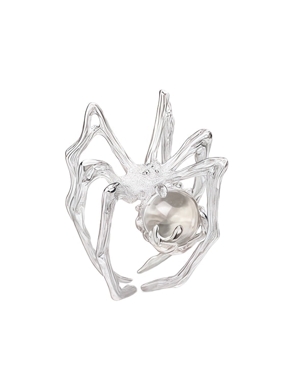 Gothic Punk Rings Adjustable Size For Women With Mysterious Moonstone Dark Art Jewelry