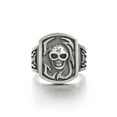 thumbnail image 1 of Gothic Punk Skull Band Ring for Men Open Adjustable Cocktail Finger Rings Party Club Skeleton Head Jewelry, 1 of 6