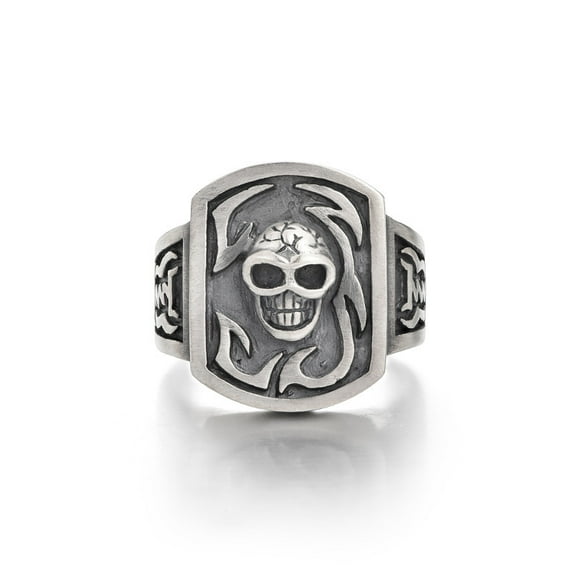 Gothic Punk Skull Band Ring for Men Open Adjustable Cocktail Finger Rings Party Club Skeleton Head Jewelry