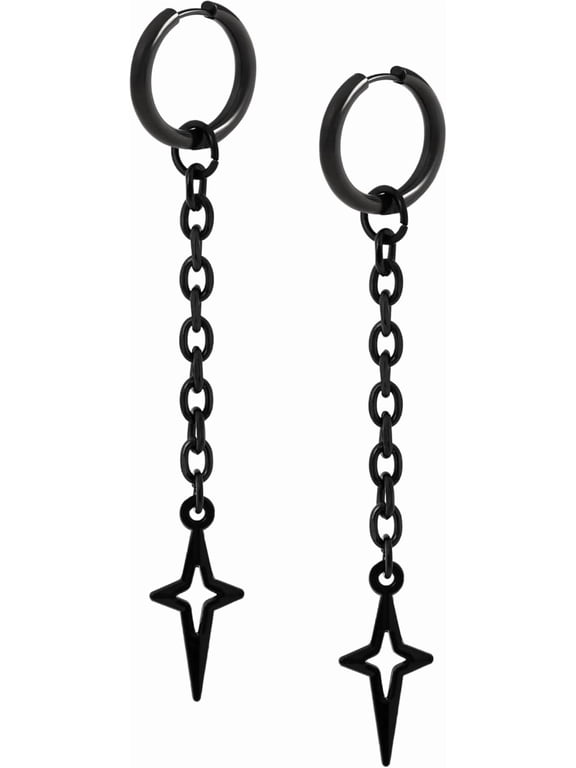 Gothic Punk Spike Star Hoop Earrings, Goth Emo Grunge Y2k Earrings, Goth Jewelry, Christmas Jewelry Gift For Women