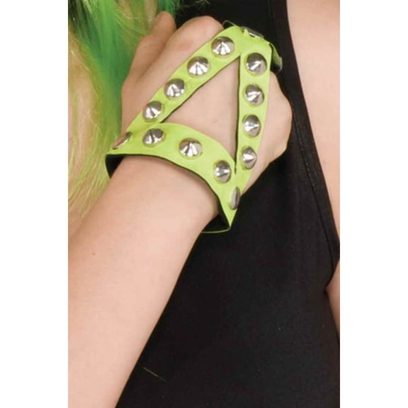 Gothic Punk Vampire Biker Costume Studded Glove Fingerguard Neon Green
