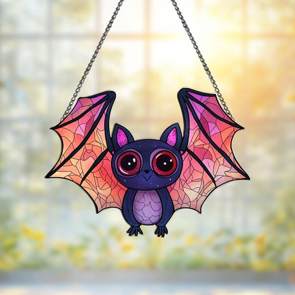 Gothic Purple Bat Wing Acrylic Suncatcher Window Hanging