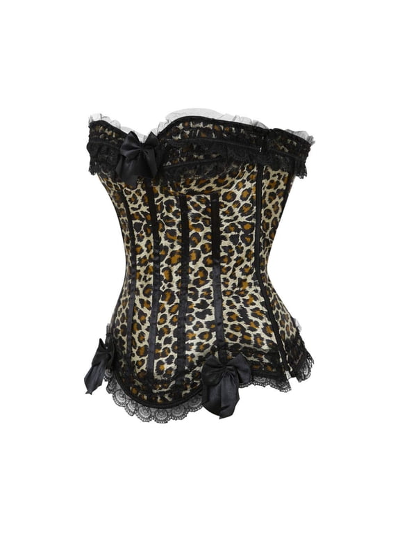 Gothic Push Up Party Bustiers Corset for Women Plus Size Leopard 6XL