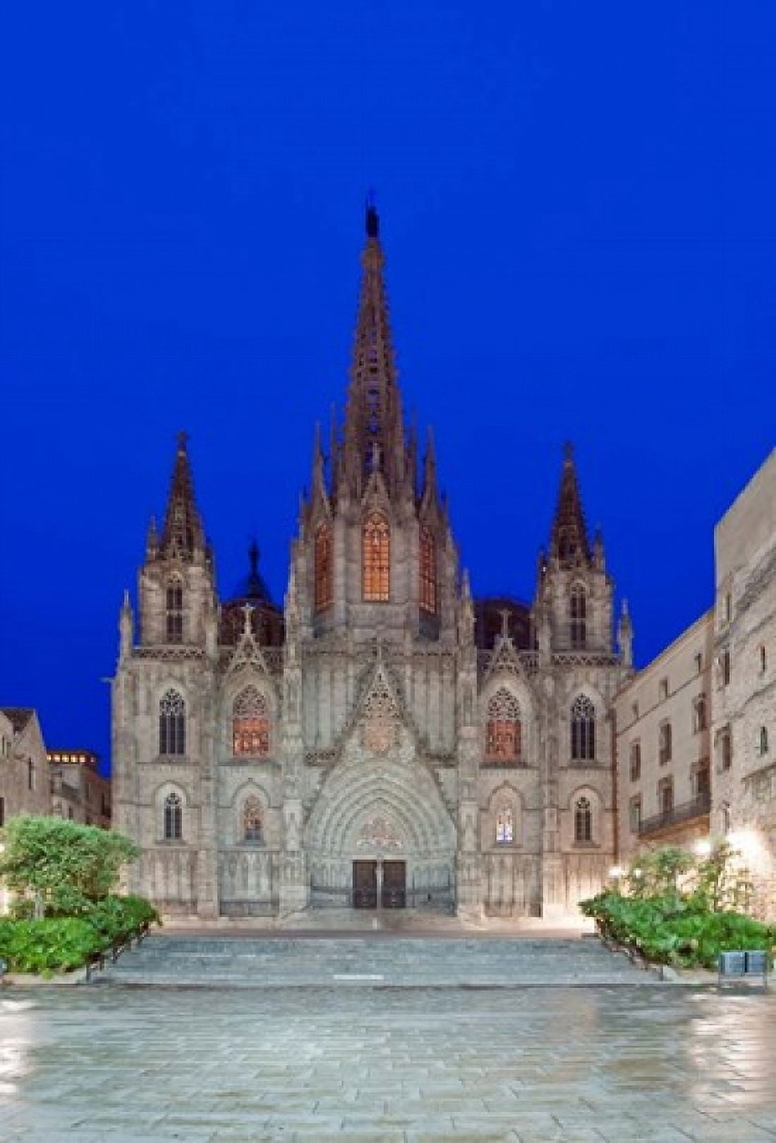 Gothic Quarter Barcelona Cathedral Barcelona Spain Canvas Art - Rob Tilley DanitaDelimont (20 x 29)
