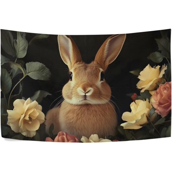 Gothic Rabbit Florals Tapestry Wall Hanging Tapestry Personalized Tapestry Throw Dorm Living Room Art Home Decor 90 x 60
