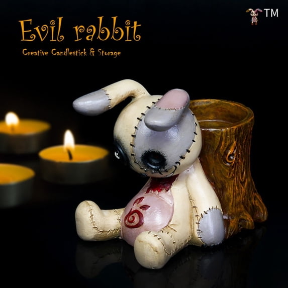Gothic Rabbit Resin Decorative Figurine - Multi-Functional Desk Decor