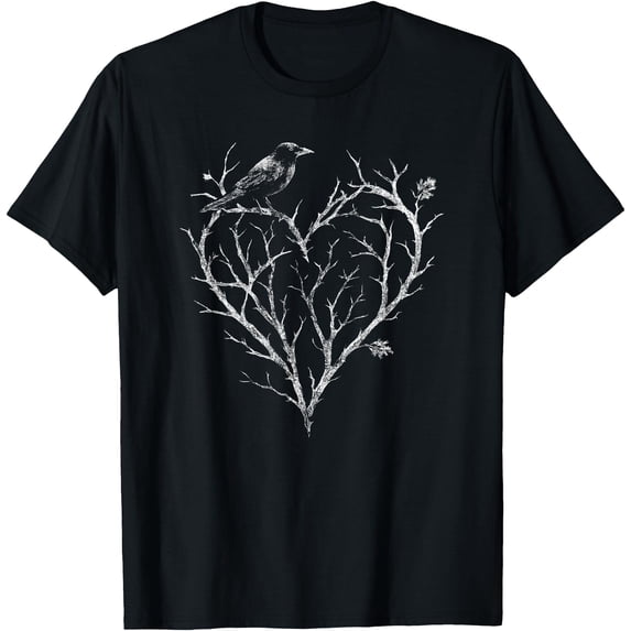 Raven Application Gothic Raven Crow Heart Tree Thorn Love Goth Alt Alternative T-Shirt ...