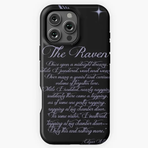 Gothic Raven Literature Gift Protective Case for iPhone 11 12 13 14 15 16 17 Pro Max