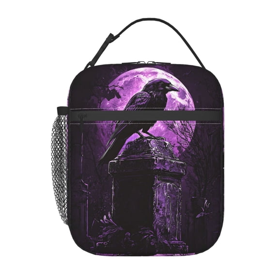 Gothic Raven Lunch Box Reusable Portable Lunch Bag Tote Bag for Work Picnic Hiking