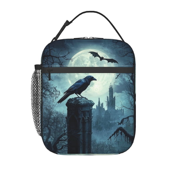 Gothic Raven Lunch Box Reusable Portable Lunch Bag Tote Bag for Work Picnic Hiking