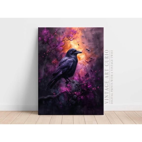 Gothic Raven, Mystical Twilight Print Unframed Paper Print