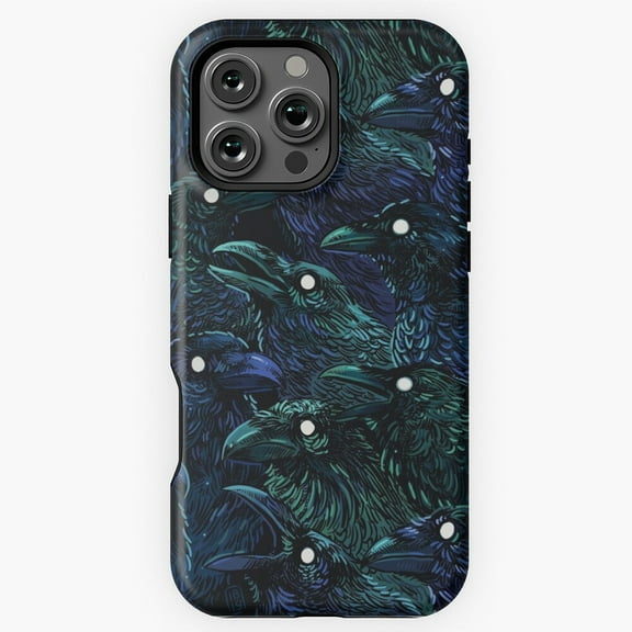 Gothic Raven Pattern Phone Case for iPhone 16 15 14 13 12 11 Pro Max M890165