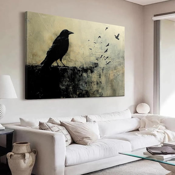 Gothic Raven Poster Dark Abstract Bird Wall Art Home Decor, 24x36 UNFRAMED
