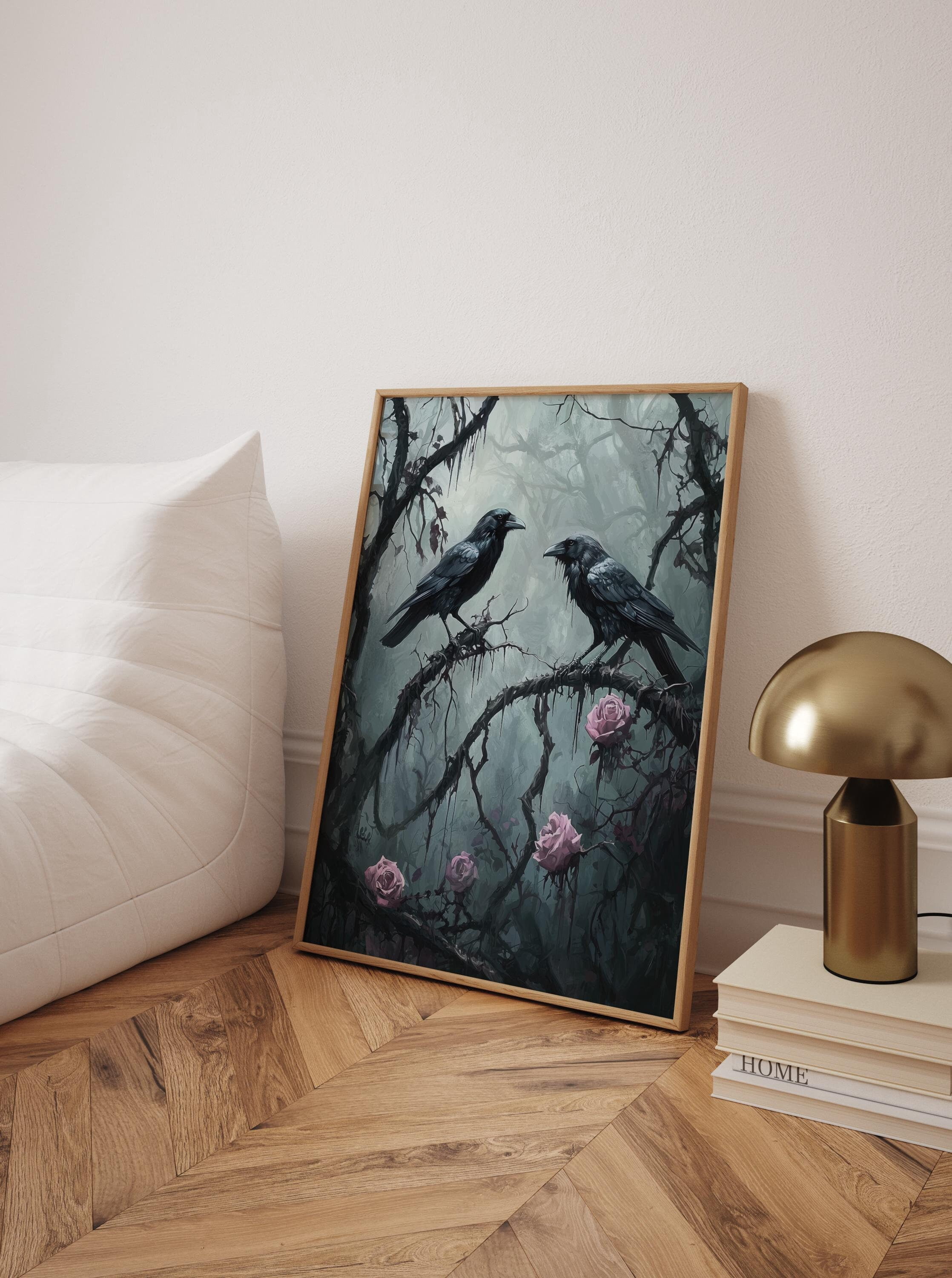 Gothic Raven Poster Victorian Crow Art Print Dark Academia Decor ...
