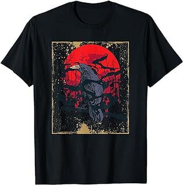 Gothic Raven Red Moon Black Crow T-Shirt - Walmart.com