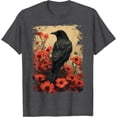 thumbnail image 1 of Gothic Raven Rose Enchanted Vintage Floral Crow Softstyle Unisex T-Shirt,Dark Heather Grey Color,Size 3XL, 1 of 5