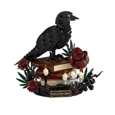 Gothic Raven & Skull Art Building Blocks Set Ravens Skulls Rose Decor MOC Bricks Toys , Lego Compatible,501 Pcs